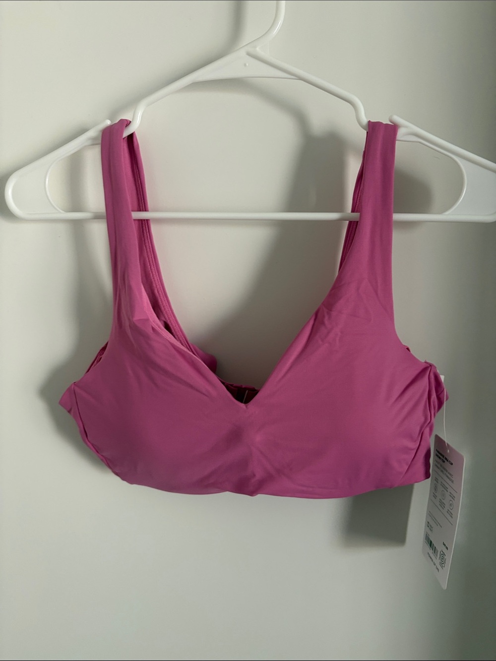 Athleta Bright Pink V‑Neck Wireless Bikini Top